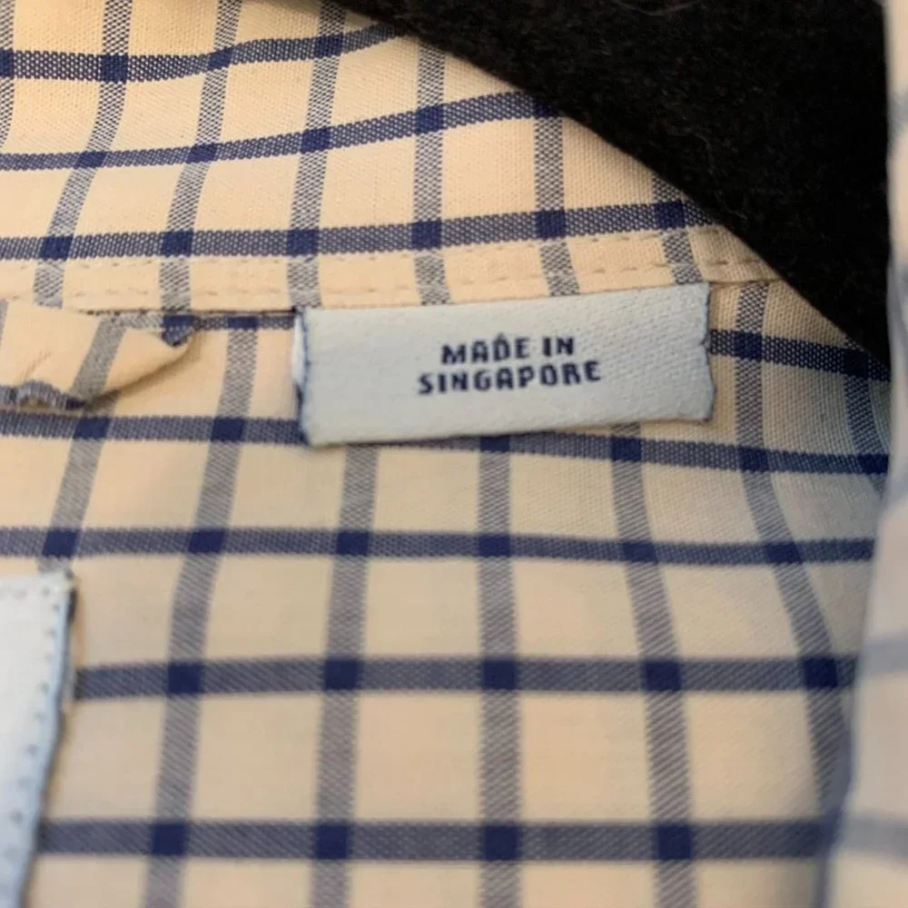 J.Crew Button-Up Shirt Size Large Cream blue navy